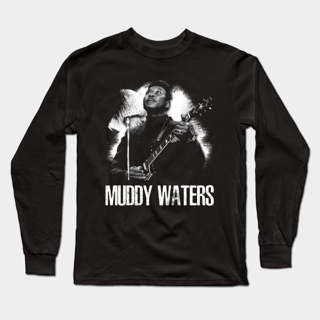 Muddy Waters' Aesthetic Visualizing Blues Authenticity Long Sleeve T-Shirt by Silly Picture